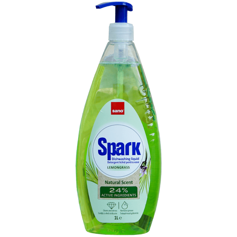 Detergent lichid pentru vase Sano Spark Lemongrass 1 litru 